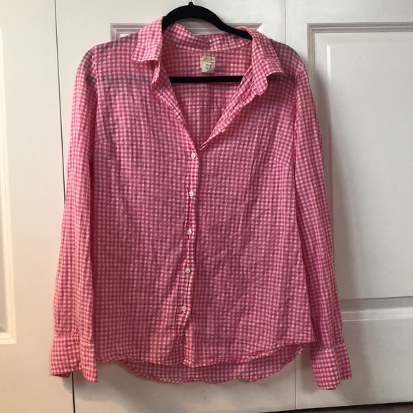 J Crew Pink & White Checked Shirt - Picture 1 of 1